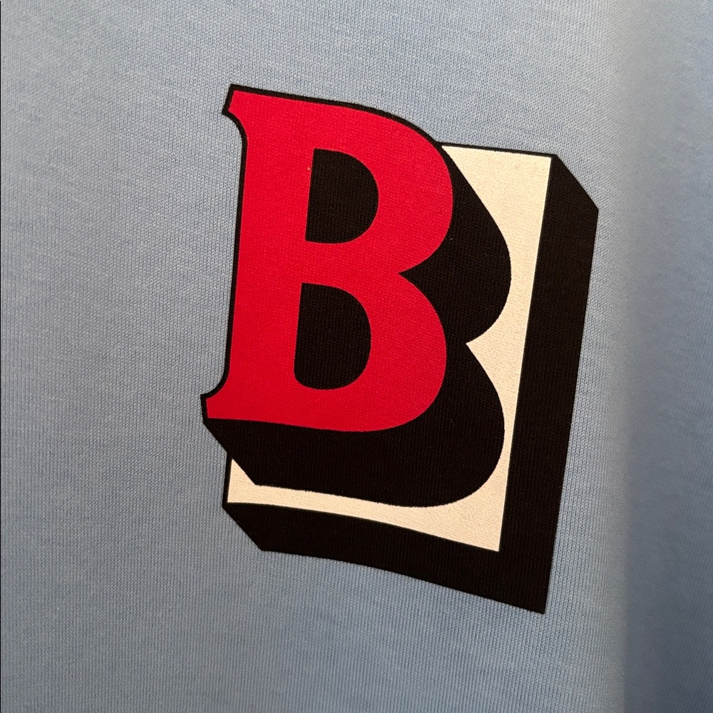 Burberry Light Blue Tee with Red Logo - Picture 2 of 9